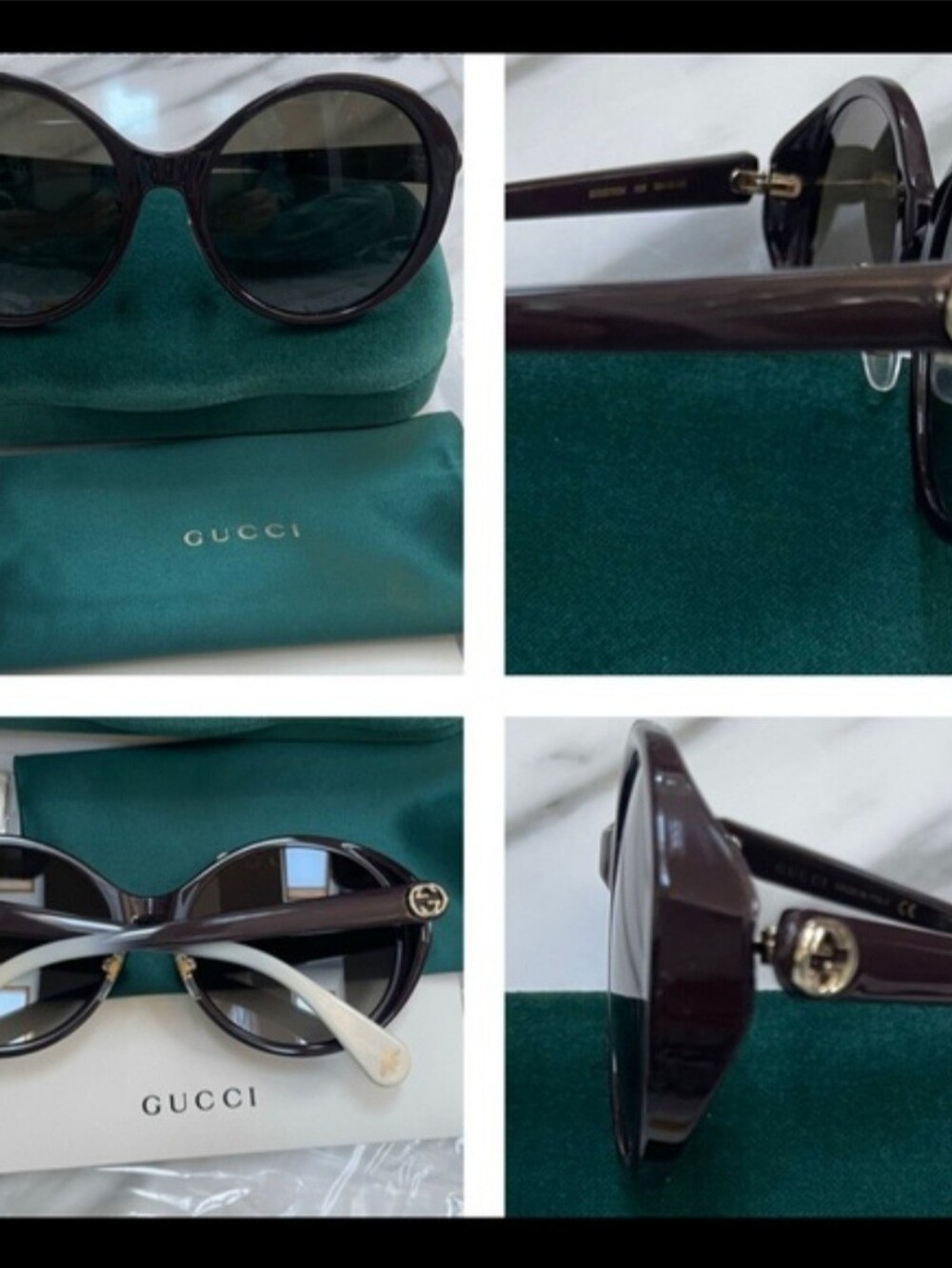GUCCI OVERSIZED ROUND SUNGLASSES WITH WHITE TIPS